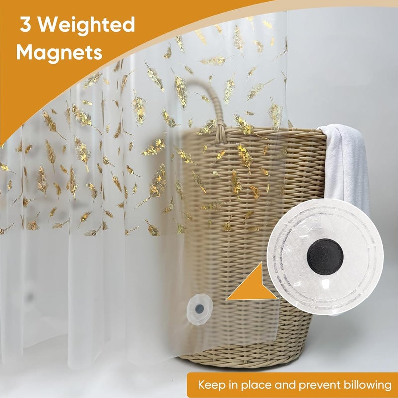 TRIMENGO Plastic Shower Curtain Liner, Waterproof Printed PEVA Shower Curtain with Design, Holographic Feather Pattern, Rustproof Grommets, Standard Size 70x72 Bathtub Curtain for Bathroom (Pack of 1) - Image 5